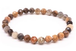 Bracciale in pietra del sole nera con perline sfaccettate da 6 mm