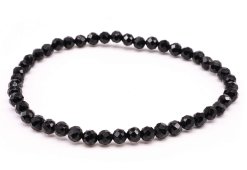 Bracciale in tormalina nera con perline sfaccettate da 4 mm