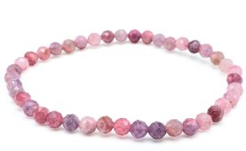 Bracciale in tormalina rosa con perline sfaccettate da 4 mm