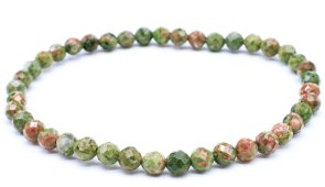 Bracciale in unakite con perline sfaccettate da 4 mm