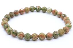 Bracciale in unakite con perline sfaccettate da 6 mm