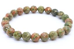 Bracciale in unakite con perline sfaccettate da 8 mm