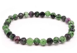 Bracciale in rubino e zoisite con perline sfaccettate da 6 mm