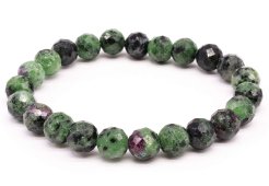 Bracciale in rubino e zoisite con perline sfaccettate da 8 mm