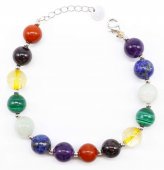 Bracciale in argento sterling 925 con 7 perle dei chakra, 8 mm