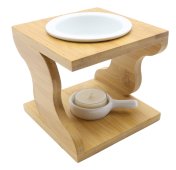 Bruciatore a olio stilizzato in ceramica e legno 12 cm