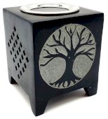 Bruciatore a olio in pietra Albero della vita traforato 10 cm