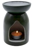 Bruciatore a olio in pietra traforata nero/verde 13 cm