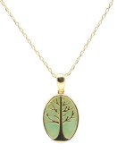 Collana in Argento 925 con Giada Verde e Albero della Vita