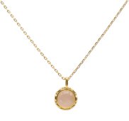 Collana rotonda in argento 925 con quarzo rosa
