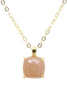 Collana Argento 925 Placcato Oro Pietra di Sole Quadrata