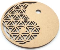 Piatto in legno Fiore della Vita Ying Yang 10cm