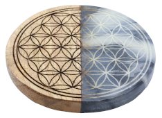 Tovaglietta in legno/marmo Fiore della Vita, 10 cm