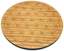 Placca in legno pieno fiore della vita 20 cm