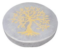 Placca in selenite Albero della Vita dorata 10cm