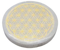 Placca Golden Selenite Fiore della Vita 10cm