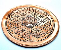 Placca in metallo Fiore della vita 10 cm - Placcato in rame