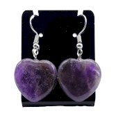 Orecchini con cuore in ametista da 4 cm