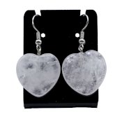 Orecchini cuore in cristallo di rocca 4 cm