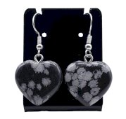 Orecchini Cuore Ossidiana Neve 4cm