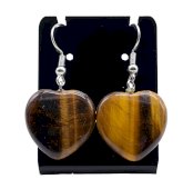 Orecchini cuore occhio di tigre 4 cm