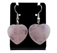 Orecchini a cuore in quarzo rosa da 4 cm