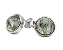 Orecchini in argento sterling 925 con agata muschiata rotonda lucida