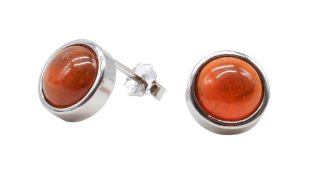 Orecchini in argento 925 con granato lucido rotondo