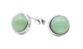 Orecchini Rotondi in Argento 925 con Giada Verde Lucida