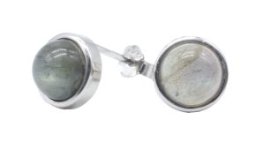 Orecchini in argento 925 con labradorite tonda lucida