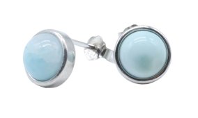 Orecchini in Argento 925 Larimar Rotondo Lucido