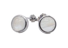 Orecchini in argento sterling 925 con pietre di luna rotonde lucide