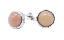 Orecchini in pietra di sole tonda lucidata in argento sterling 925