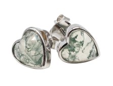 Orecchini a cuore in agata muschiata e argento sterling 925