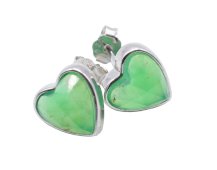 Orecchini in argento 925 con cuore di giada verde