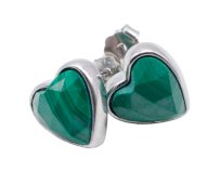 Orecchini in Argento 925 Cuore Malachite