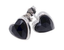Orecchini cuore in argento 925 con onice