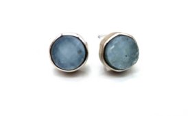 Orecchini in Argento 925 Acquamarina Rotonda Grezza