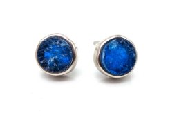 Orecchini in Argento 925 con Apatite Grezza Rotonda
