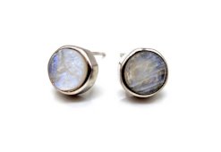 Orecchini in argento 925 con labradorite rotonda grezza