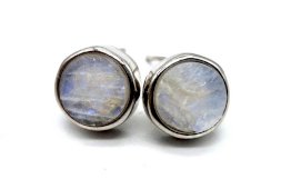 Orecchini in argento sterling 925 con pietre di luna rotonde grezze