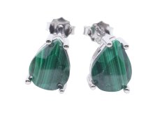 Orecchini in Argento 925 a Goccia di Malachite