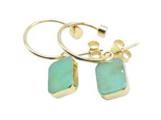 Orecchini 'Golden Arch' in argento sterling 925 - Giada verde