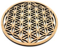 Piatto in legno intagliato Fiore della vita 10 cm