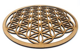 Piatto in legno intagliato Fiore della vita 30 cm
