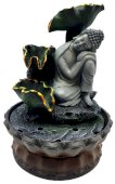 Fontana in Resina Buddha Sdraiato sul Ginocchio & Cascata 28 cm