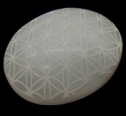 Selenite Pebble Fiore della Vita 7cm