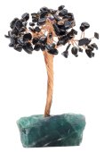 Albero della Felicità Ossidiana Nera base Fluorite 14 cm