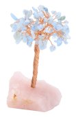 Albero della Felicità Acquamarina base Quarzo Rosa 14cm