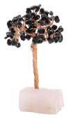 Albero della Felicità Ossidiana Nera base Quarzo Rosa 14 cm